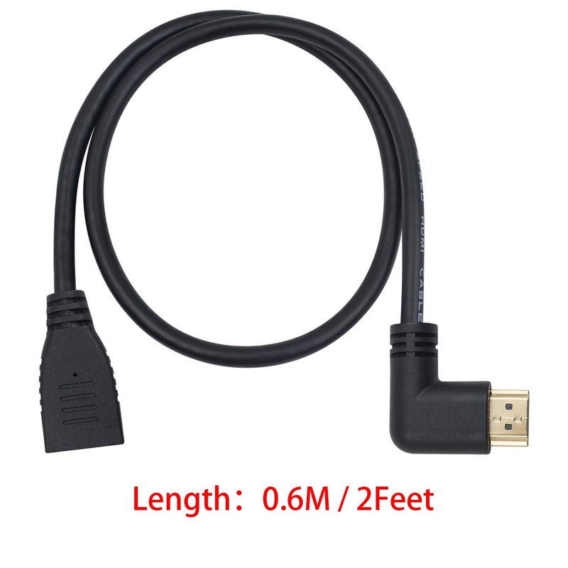 Poyiccot HDMI 2.0 Extension Cable 90 Degree, 2 Feet / 60cm HDMI Extender High Speed Left Angle HDMI Male to Female Extension Cable 60Hz, 4K 2K (F/M Left) - Image 4